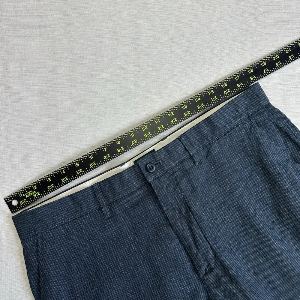 J Crew Oarsman 100% Linen Pants Straight Leg Stripe Beach Men Fits 36x31.5 Blue